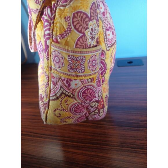 Vera Bradley Embroidered Quilted Women Floral Shoulder Bag Pink Yellow - Picture 9 of 13